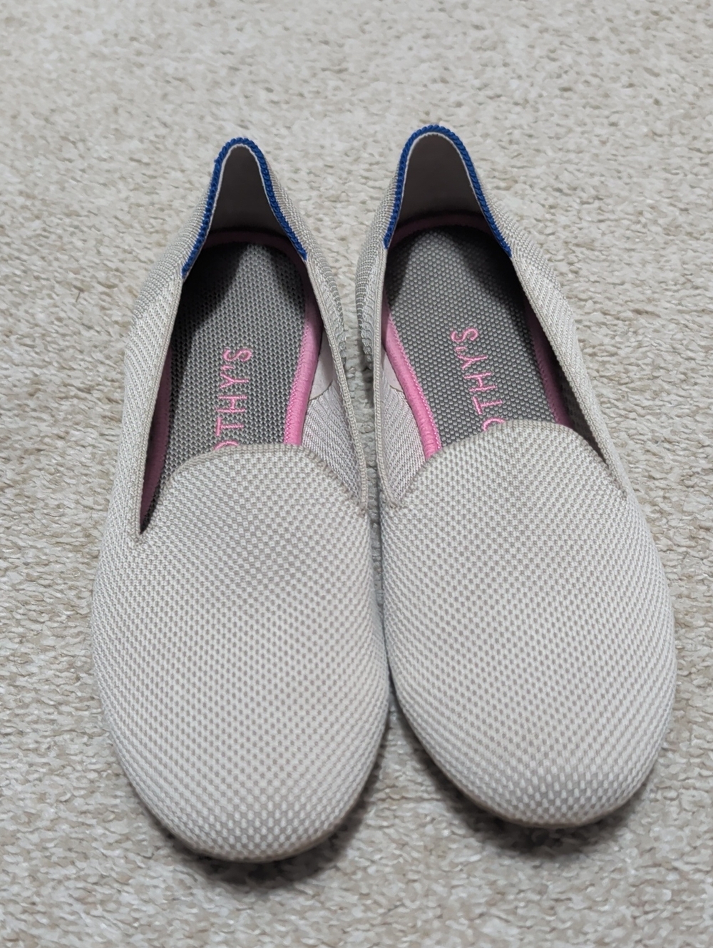 🌱 Rothy 🌱 Loafer Slip-On Flats in Light Beige / Cream Sz 8 GUC